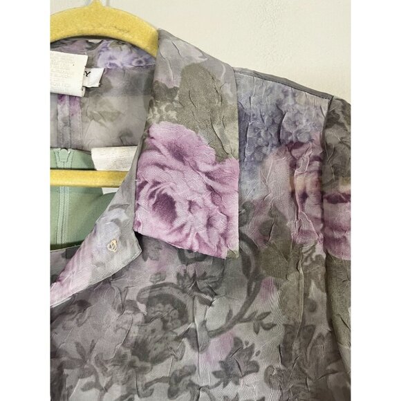 Vintage Floral Cottagecore Dress Maxi Green 10 Retro Chic Sheer Feminine Boho - Picture 7 of 13